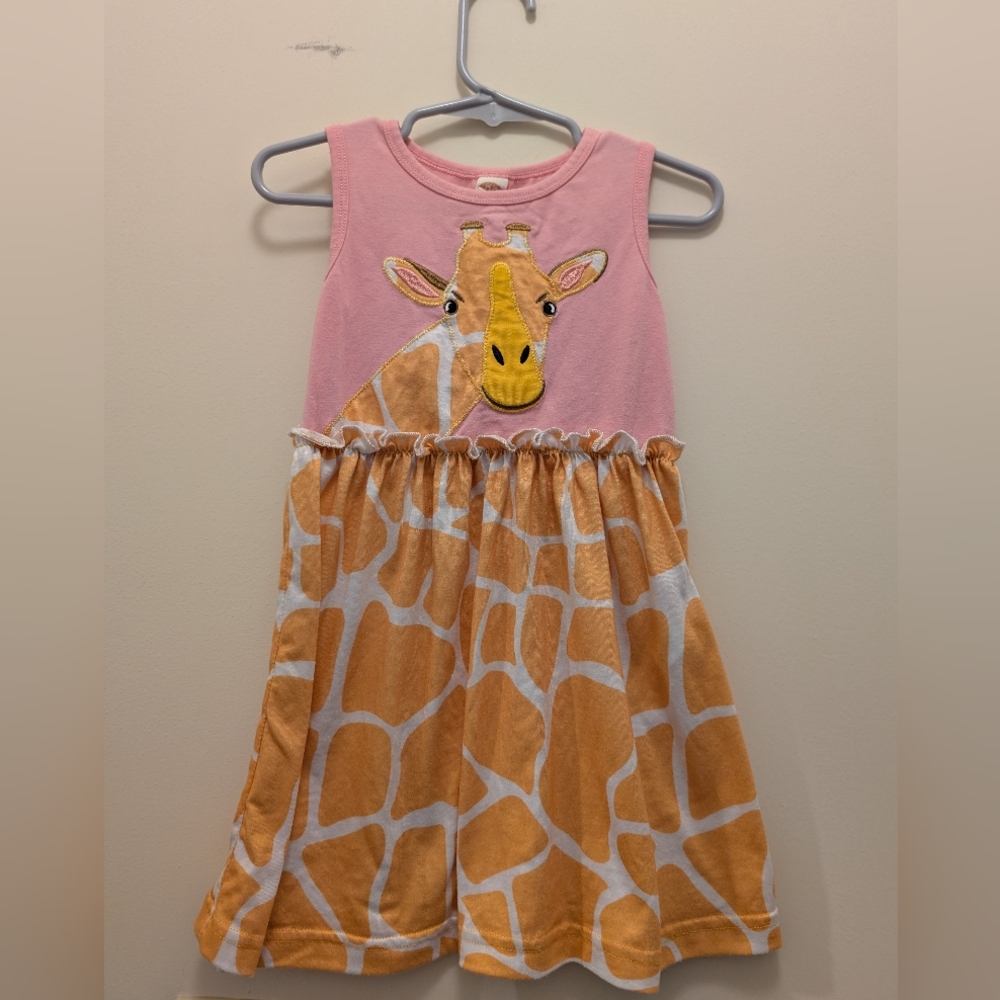 Pink and Orange Toddler Girl's Giraffe Dress 2T